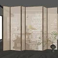 New Chinese-style screen partition 3d model