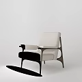 Modern Accent Chair With Light Gray Fabric Cushion And Wooden Frame Design