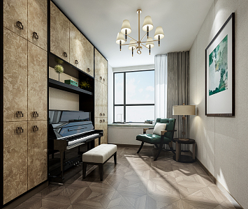 Modern Piano Room 3d model