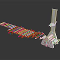 Industrial Mechanical Equipment With Red Track Components And White Support Structure 3d model