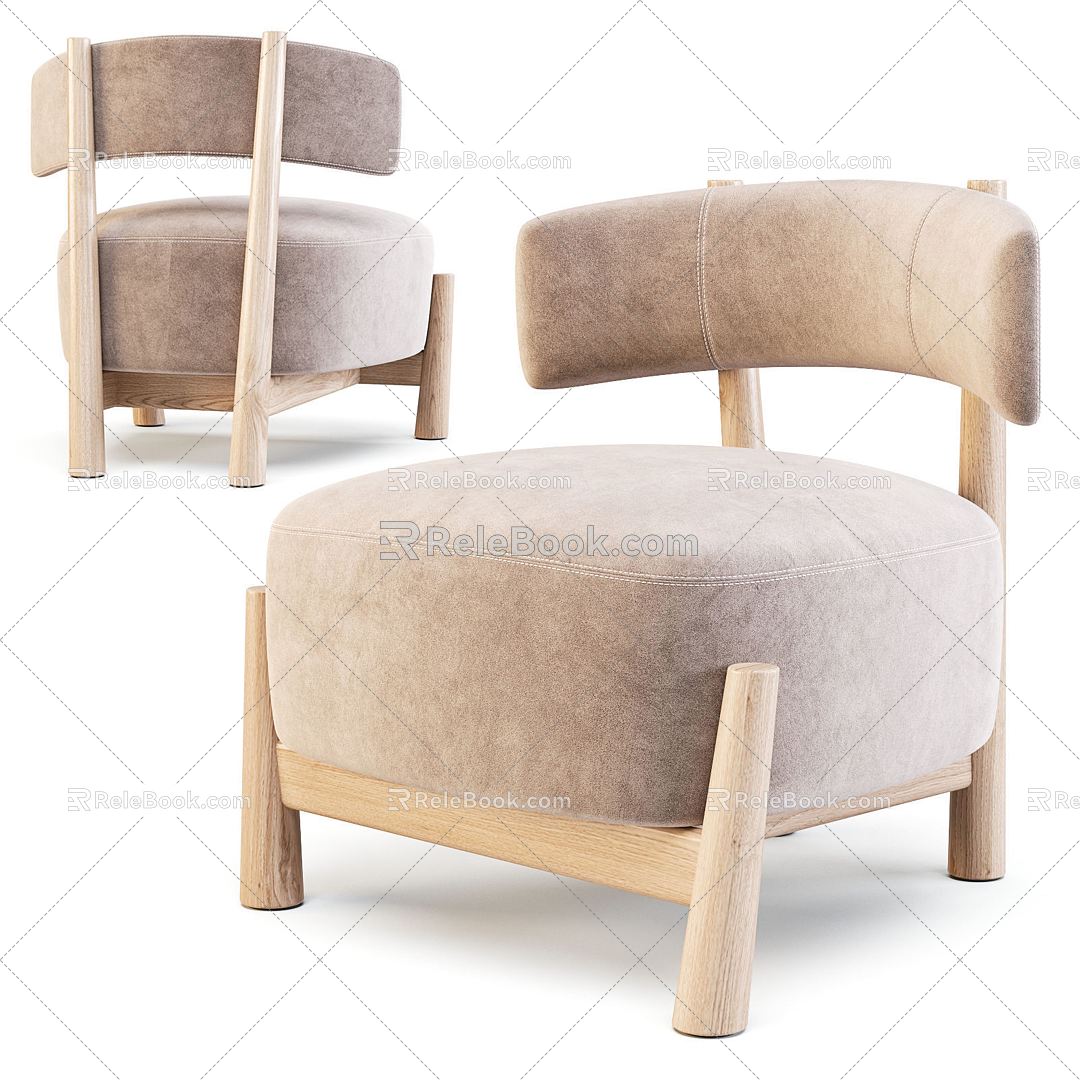 Quiet Single Sofa Fabric Single Chair 3d model