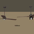 Poliform Modern Ceiling Lights With Wooden Blades Black Frame And Fan Design