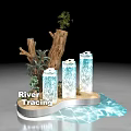 River Tracing Themed Store with Stone Display Stands Green Plants and Water Features