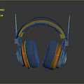 Stylish Blue And Orange Over Ear Headphones With Soft Ear Cushions