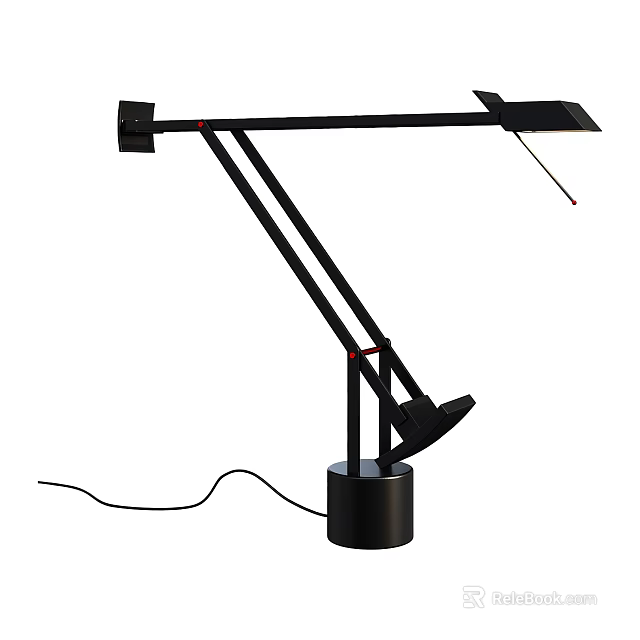 Black Adjustable Arm Modern Desk Lamp With Metal Base And Minimalist Design For Home Office 3d model 