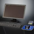 Modern Sleek Computer Workstation With Monitor Keyboard Mouse And Mouse Pad Setup
