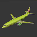 Bright Yellow Aerospace Vehicle With Green Tree Patterns And Red Tail Logo For Cosmic Exploration