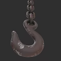 Rusty Metal Hook With Chain For Heavy Duty Industrial Hanging Applications