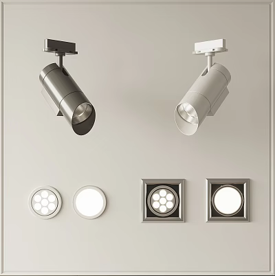 Modern Downlights and Spotlights with Adjustable Angles and Sleek Design 3d model