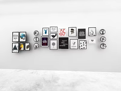 Modern Landscape Paintings With Various Sizes And Decorative Frames On White Wall 3d model