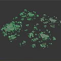 Gray Gravel Pieces Scattered on White Background with Small and Medium Size