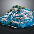Natural Scenic Blue Rock Landscape Featuring Green Vegetation And Winding Paths
