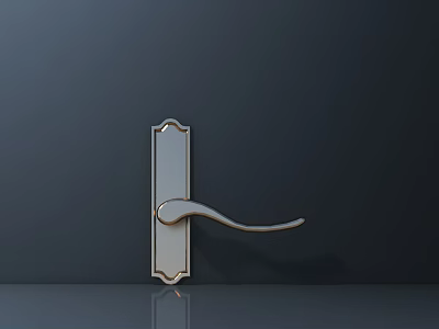 Stylish Modern Door Handle With Decorative Frame And Metallic Finish On Dark Background 3d model
