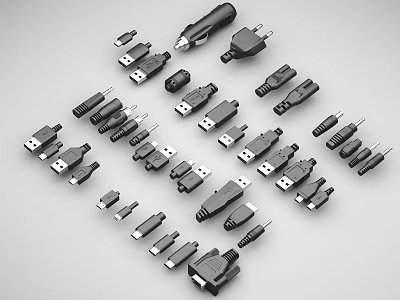 Electronic plug interface VGA interface LM interface DVI interface SMD interface USB interface 3d model