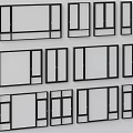 Various Modern Casement Windows With Black Frames Multiple Designs And Glass Panels 3d model