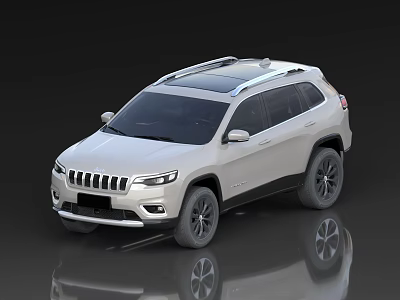 White Jeep SUV Featuring Roof Rack Front Grille and Off Road Style Reflection 3d model
