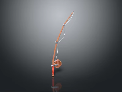Orange Rod Mechanical Device With Curved Top White String Wheel And Red Base 3d model