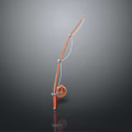 Orange Rod Mechanical Device With Curved Top White String Wheel And Red Base 3d model
