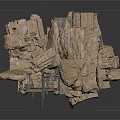 Industrial Cave Interior With Stone Walls Metal Door And Mechanical Gears