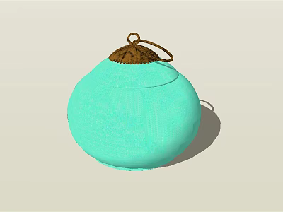 Turquoise Round Daily Life Item With Brown Rope Handle For Home Decor 3d model