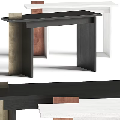 Modern Console Table With Geometric Design Sleek Black And Wooden Elements 3d model