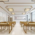 New Chinese Style Classroom Calligraphy Classroom 3d model