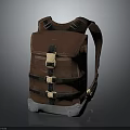 Stylish Brown Backpack Featuring Canvas Fabric Metal Buckle Gray Base And Adjustable Straps