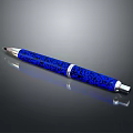 Blue Patterned Ballpoint Pen With Silver Accents And Smooth Surface Design