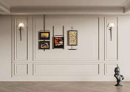 Jane European carved wall plaster line 3d model