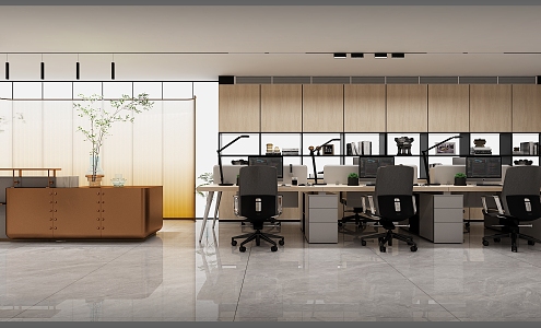 Modern public office area 3d model