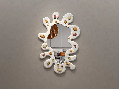 Decorative Mirror With Irregular Shape And Colorful Dots Frame Reflecting Interior 3d model