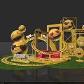Suning Shopping Festival Emoji Themed Photo Check In Spot With Golden Interactive Installations And Heart Eyed Smiling Emojis