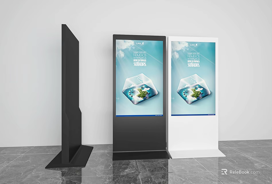 Smart Advertising Machines Vertical Digital Screens Black White Design Display Smart Water Ads 3d model 