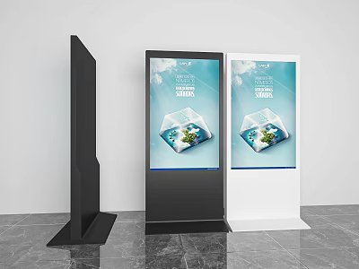 Smart Advertising Machines Vertical Digital Screens Black White Design Display Smart Water Ads 3d model