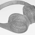 Modern Headphones Audio With 3D Mesh Wireframe Design And Metallic Structure 3d model