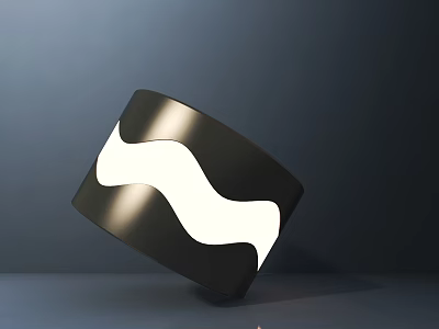 Modern Black Cylindrical Outdoor Light With White Wave Pattern Illuminated Surface Design 3d model