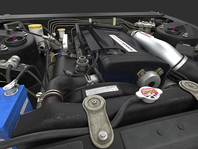 Detailed Engine Internal Structure With Pipes Cables And Metal Components 3d model