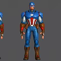 Captain America Video Game Movie Character Wearing Blue Uniform With White Star And Red Stripes
