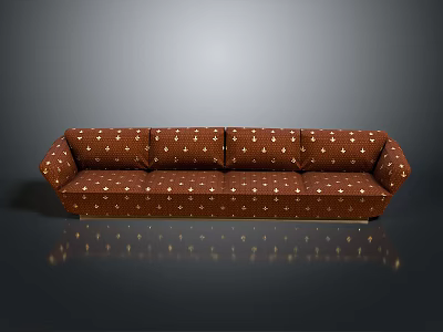 Brown Sofa With White Dots In Gray Background And Reflective Floor 3d model