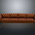 Brown Sofa With White Dots In Gray Background And Reflective Floor