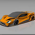Orange Sports Car Featuring Sleek Modern Concept Design Unique Black Accents and Reflective Surface
