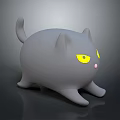 Cute Gray Cartoon Cat Figurine With Yellow Eyes And Pink Nose