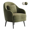 Olive Green Velvet Accent Chair with Curved Armrests Cushion Sleek Black Legs Modern Design