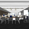 Modern Public Office Space Interior With Open Layout Work Desks And Ergonomic Chairs 3d model