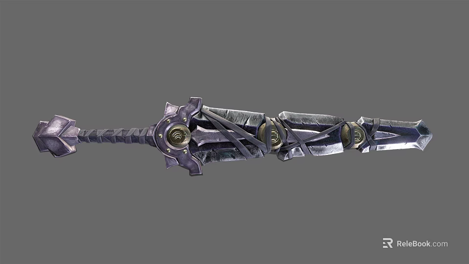 Ornate Medieval Sword With Intricate Metal Hilt And Decorative Design Elements 3d model 