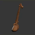Handcrafted Wooden Sitar Stringed Instrument With Multiple Strings Intricate Carvings And Round Resonant Body