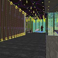 Luxury Hotel Corridor Interior With Golden Paneled Walls And Marble Flooring And Decorative Ceiling