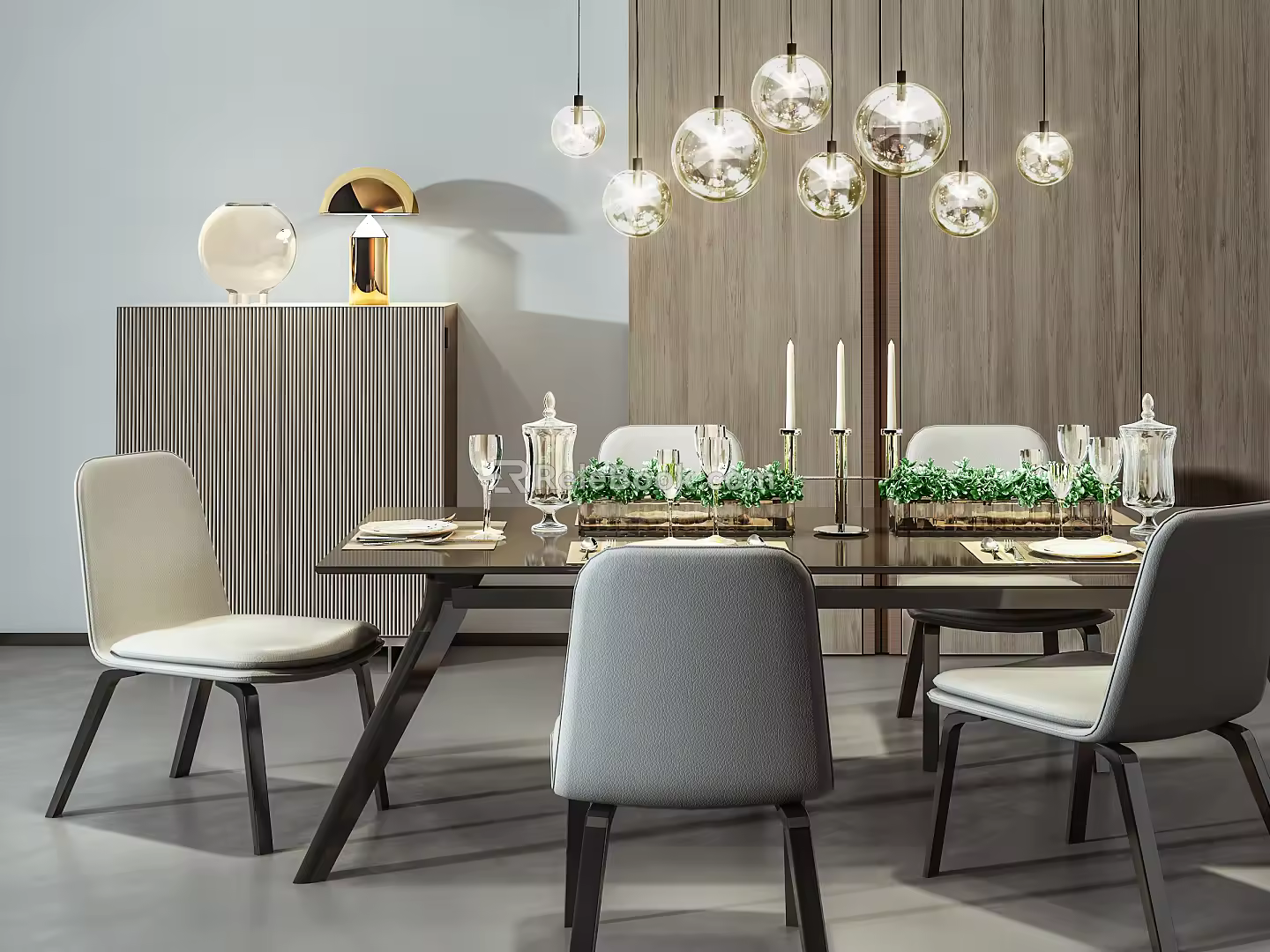 Modern Dining Table and Chair Combination Dining Table Combination 3d model