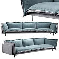 Green Velvet Three Seater Sofa With Modern Design And Comfortable Cushions And Metal Legs