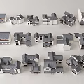 Traditional Chinese Architecture Models With Multiple Styles Gray Roofs And White Walls